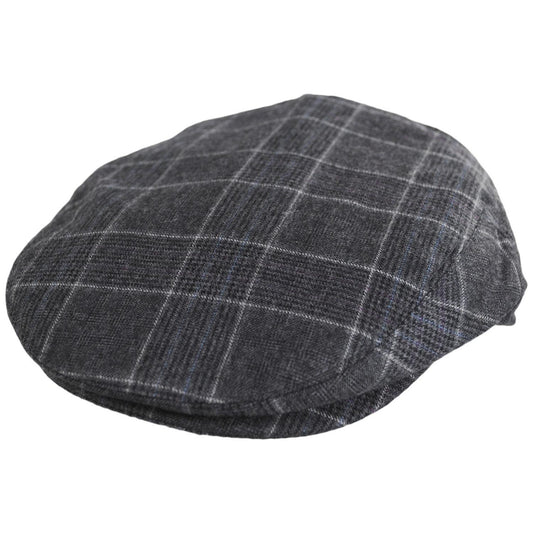 Baskerville Hat Company | Aldwych Wool Glenplaid Ivy Cap | 167668 | lead | CHARCOAL