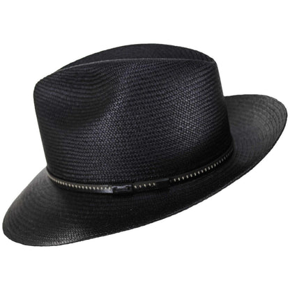 Bailey 1922 | Langdon Panama Straw Fedora Hat | 127934 | profile | BLACK