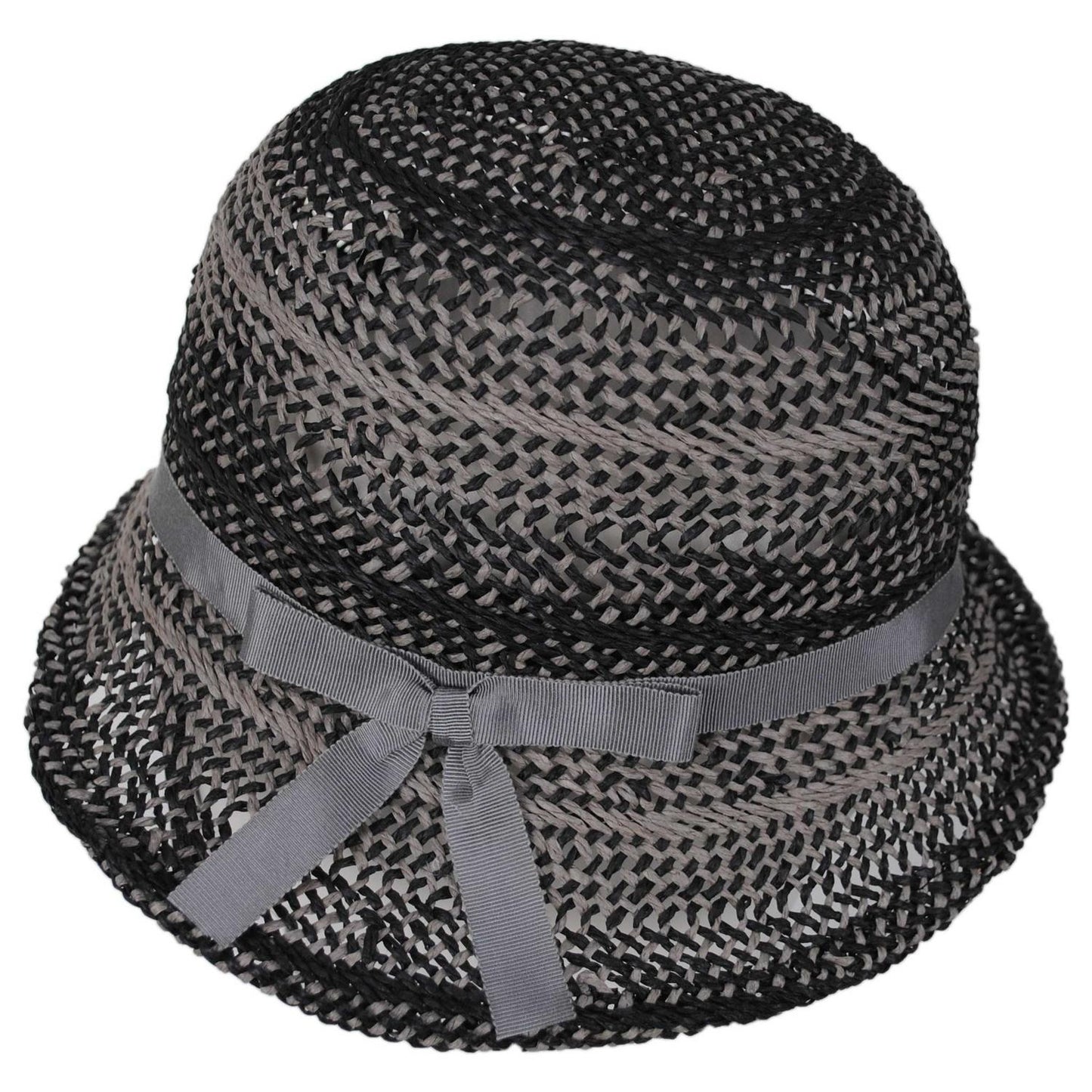 Kathy Jeanne | Two Tone Twisted Toyo Straw Profile Cloche Hat | 100719 | profile | GREY MIX