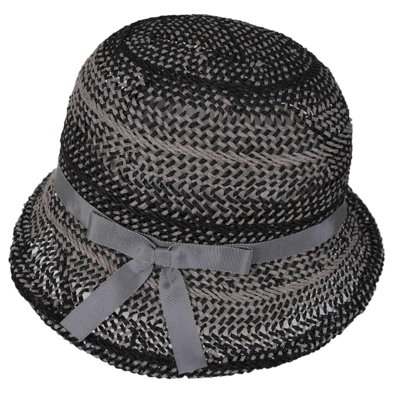 Kathy Jeanne | Two Tone Twisted Toyo Straw Profile Cloche Hat | 100719 | profile | GREY MIX