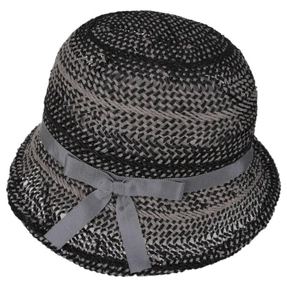 Kathy Jeanne | Two Tone Twisted Toyo Straw Profile Cloche Hat | 100719 | profile | GREY MIX