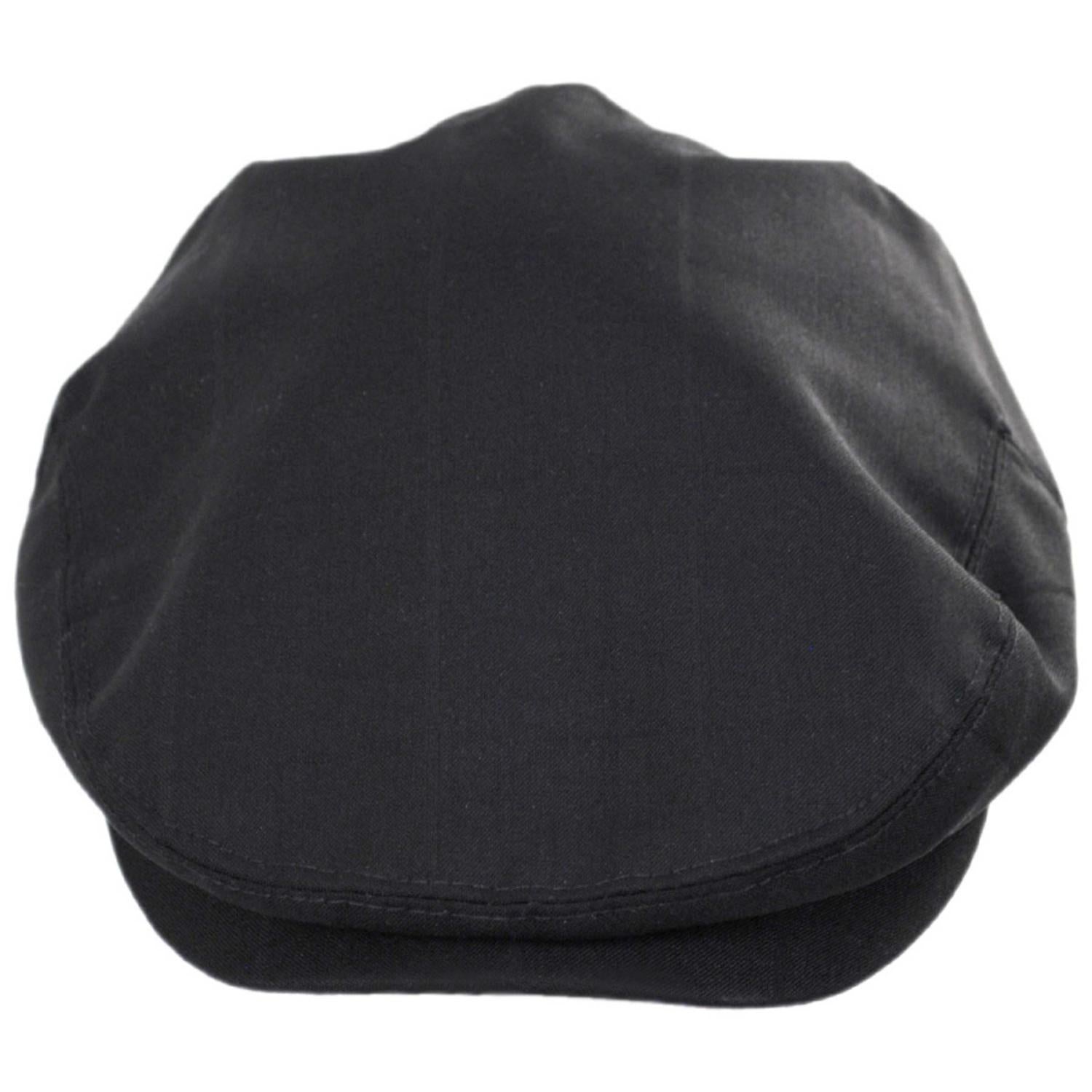 Baskerville Hat Company | Sloane Wool Shadow Windowpane Ivy Cap | 167608 | front | BLACK