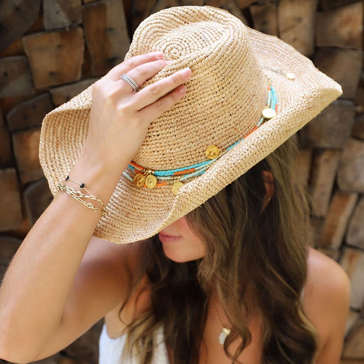 NIKKI BEACH | Ibiza Raffia Crochet Western Hat | 102716 | lsftwo | NATURAL