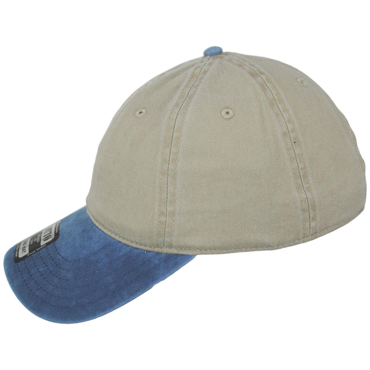 Otto | LoPro Washed Pigment Dyed Cotton Twill Strapback Baseball Cap Dad Hat | 201404 | profile | NAVY/KHAKI