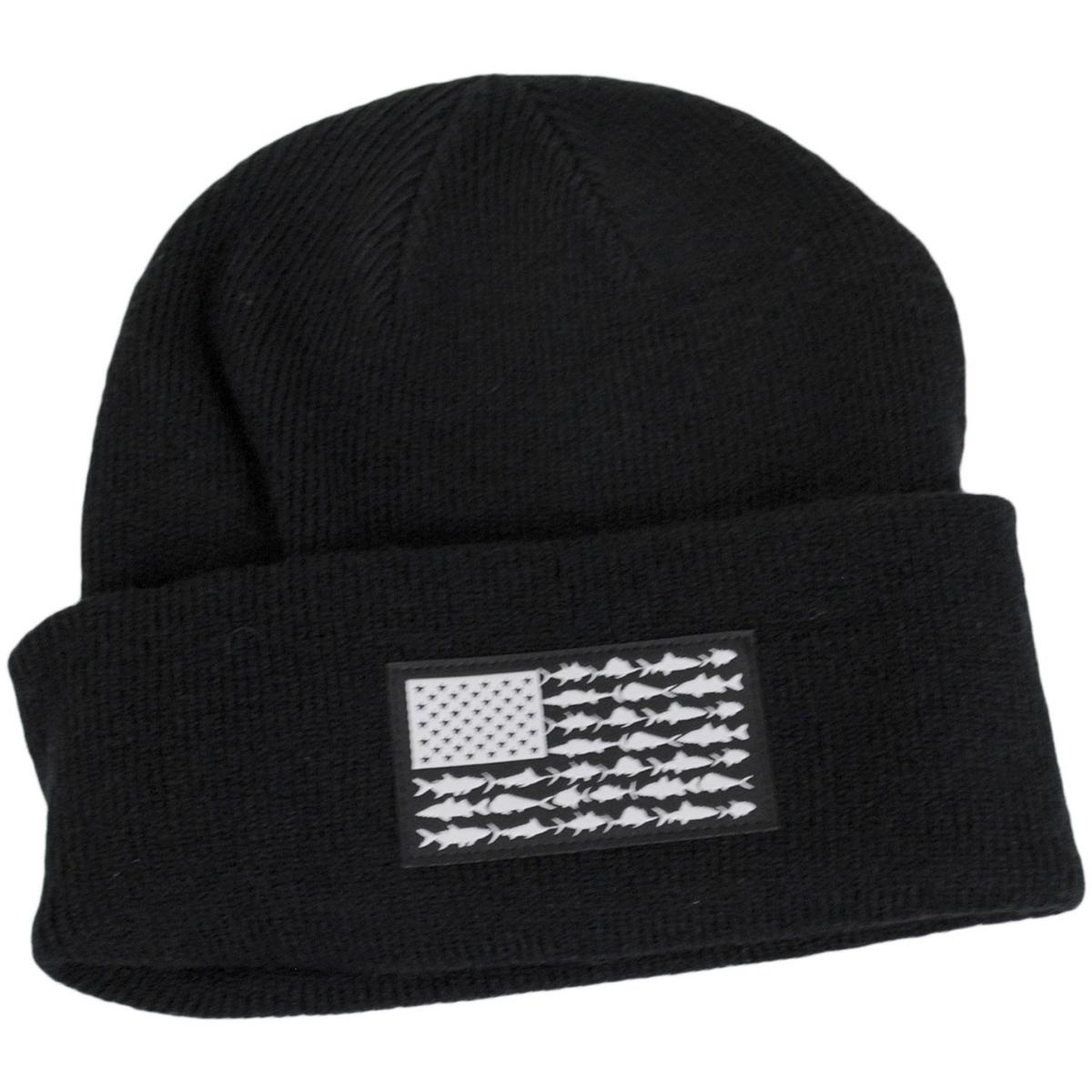 Columbia Sportswear | Fish Flag Acrylic Knit Cuffed Beanie Hat | 500741 | lead | BLACK