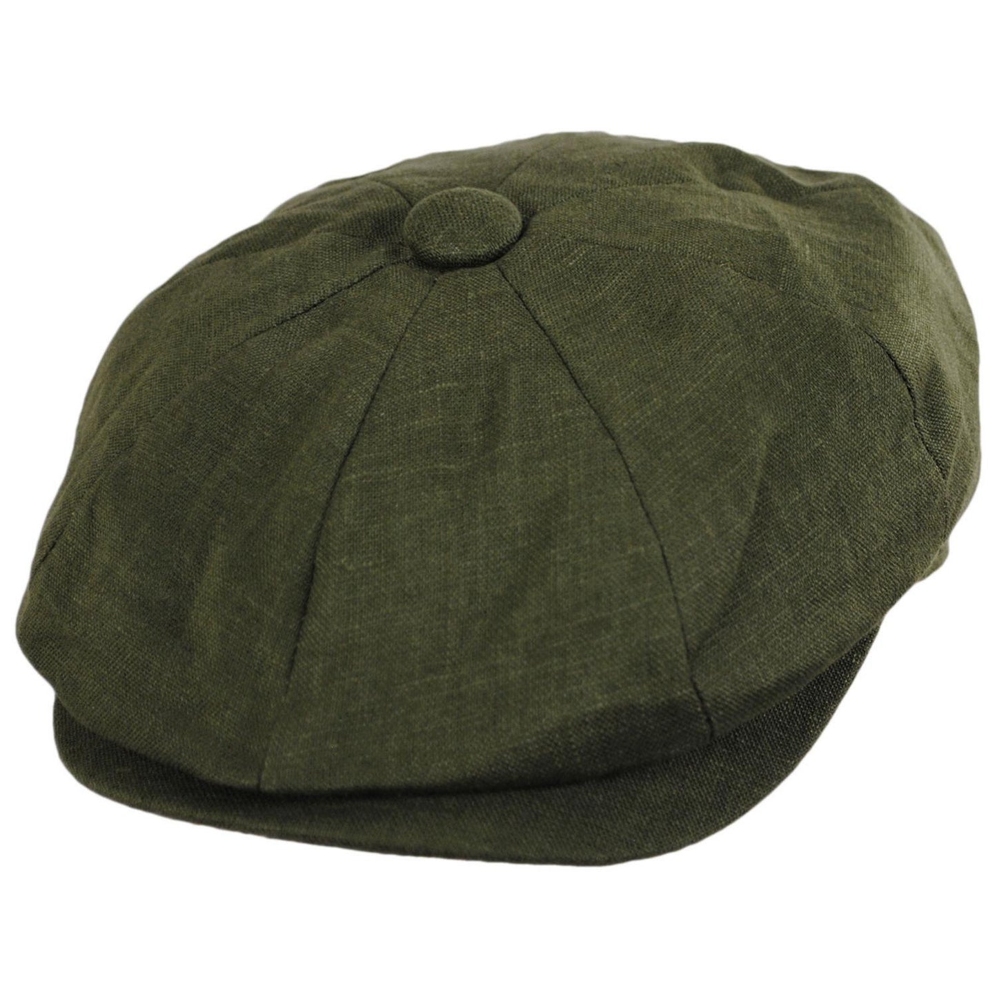 Jaxon Hats | Linen and Cotton Newsboy Cap | 167774 | lead | OLIVE GREEN