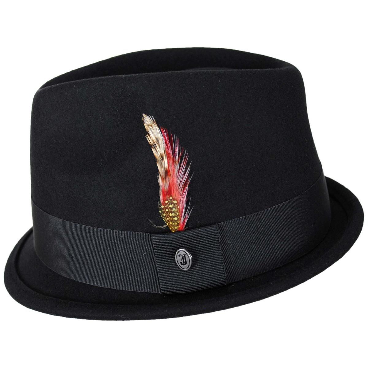 Jaxon Hats | Dekker Crushable Wool Felt Trilby Fedora Hat | 135005 | profile | BLACK
