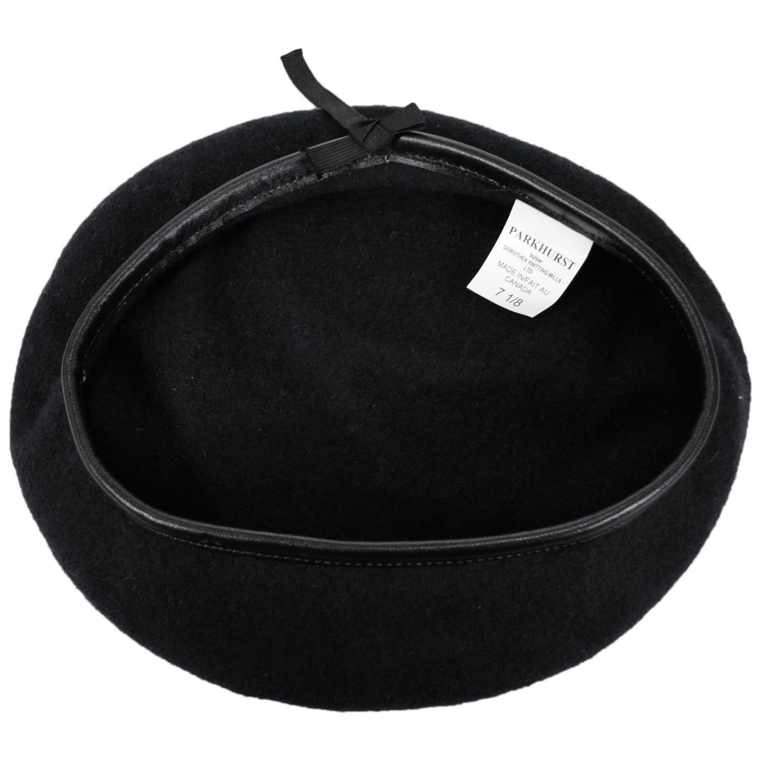 Village Hat Shop | Wool Military Beret with Lambskin Band | 151106 | under | BLACK