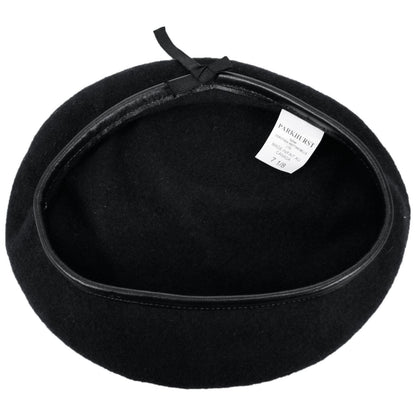Village Hat Shop | Wool Military Beret with Lambskin Band | 151106 | under | BLACK
