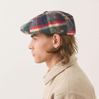 BRIXTON HATS | Brood Plaid Newsboy Cap | 161580 | lsmtwo | NAVY/GREEN/RED/CREAM