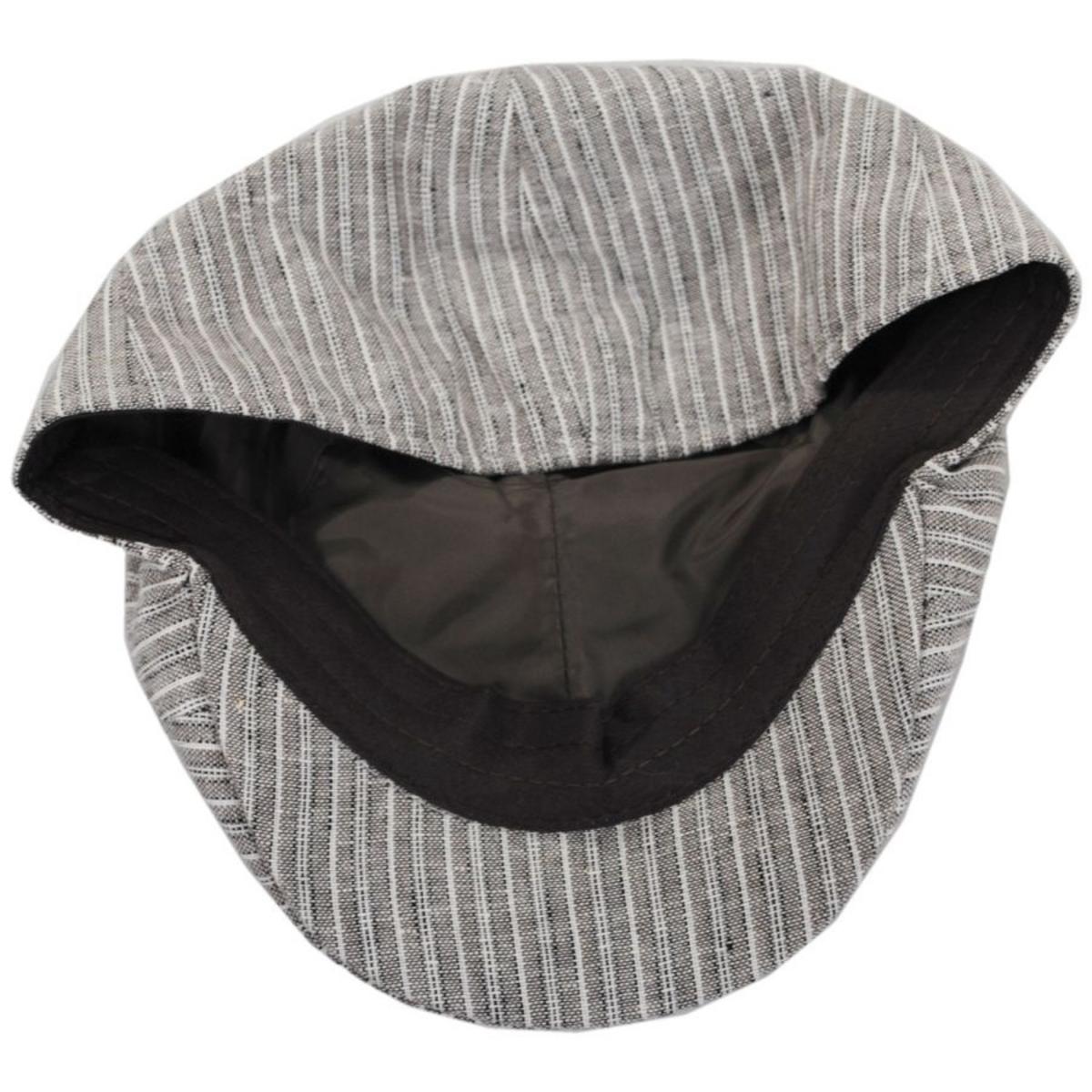 Bigalli | Striped Linen and Cotton Duckbill Ivy Cap | 161813 | under | BROWN