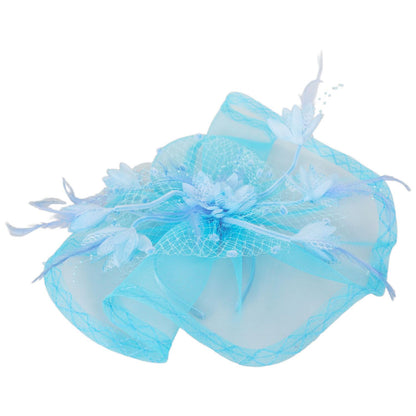 Sophia | Floral Feathered Mesh Fascinator Hat | 122906 | lead | AQUA