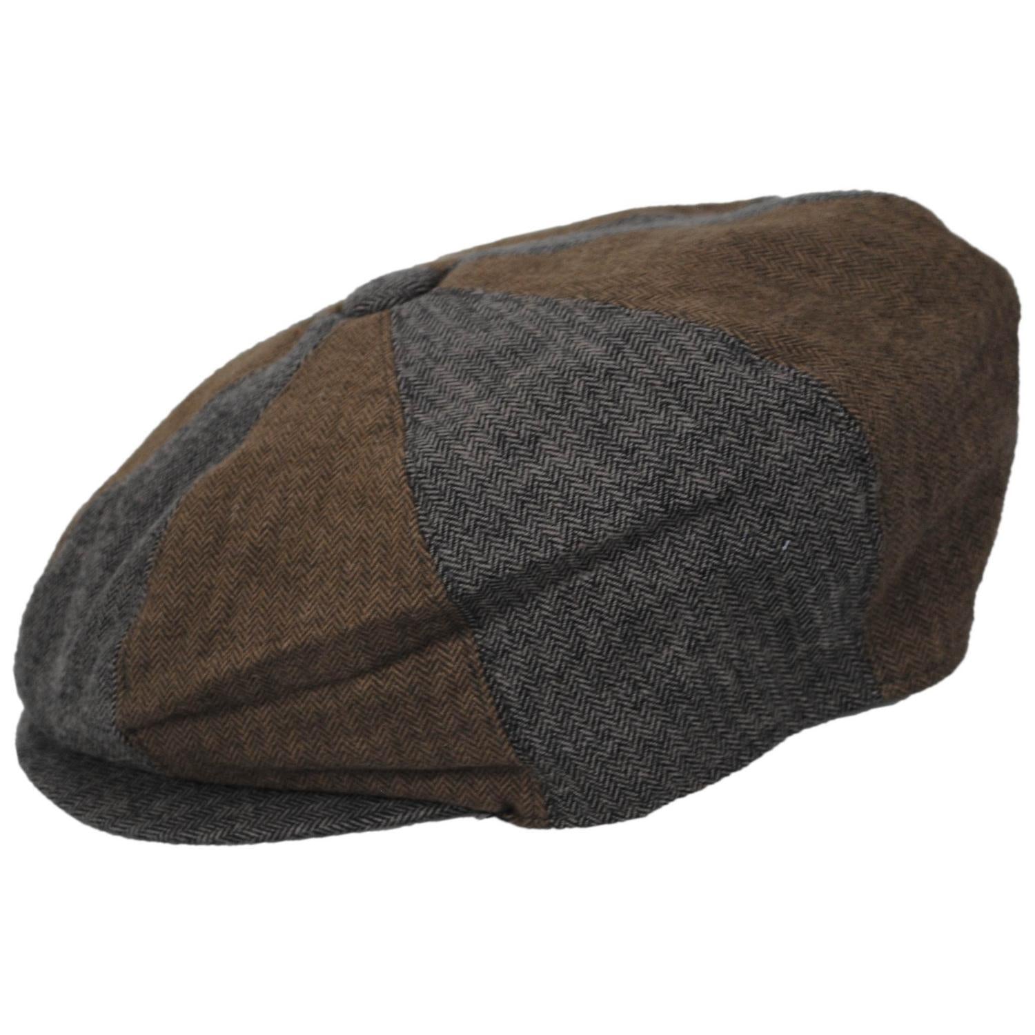 Baskerville Hat Company | Reading Cotton Mixed Herringbone Newsboy Cap | 167682 | profile | BROWN/GREY