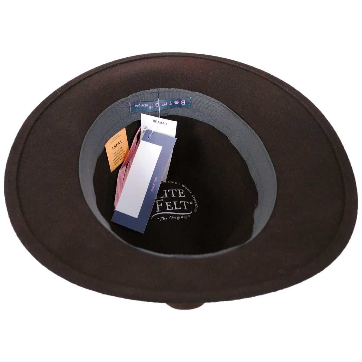 Betmar | Cali Wool LiteFelt Fedora Hat | 123174 | under | DARK BROWN
