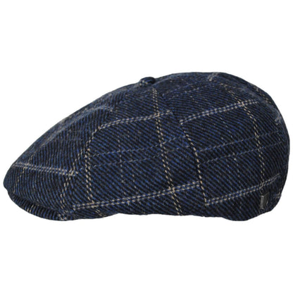 BRIXTON HATS | Brood Wool Blend Windowpane Plaid Newsboy Cap | 161520 | profile | MOOD INDIGO/TAN