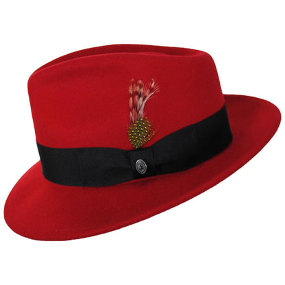 Jaxon Hats | Pachuco Crushable Wool Felt Fedora Hat - Red | 135008 | profile | RED