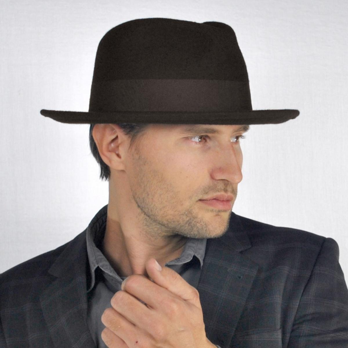 Jaxon Hats | C-Crown Crushable Wool Felt Fedora Hat | 135003 | lsmone | BROWN