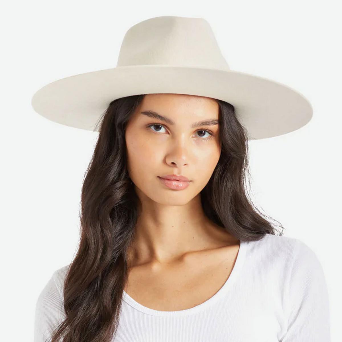 BRIXTON HATS | Leigh Wool Felt Wide Brim Fedora Hat - Dove | 123932DV | lsfone | DOVE