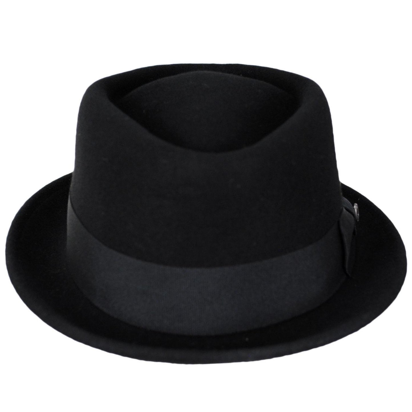 Jaxon Hats | Wool Felt Diamond Crown Fedora Hat | 135066 | front | BLACK