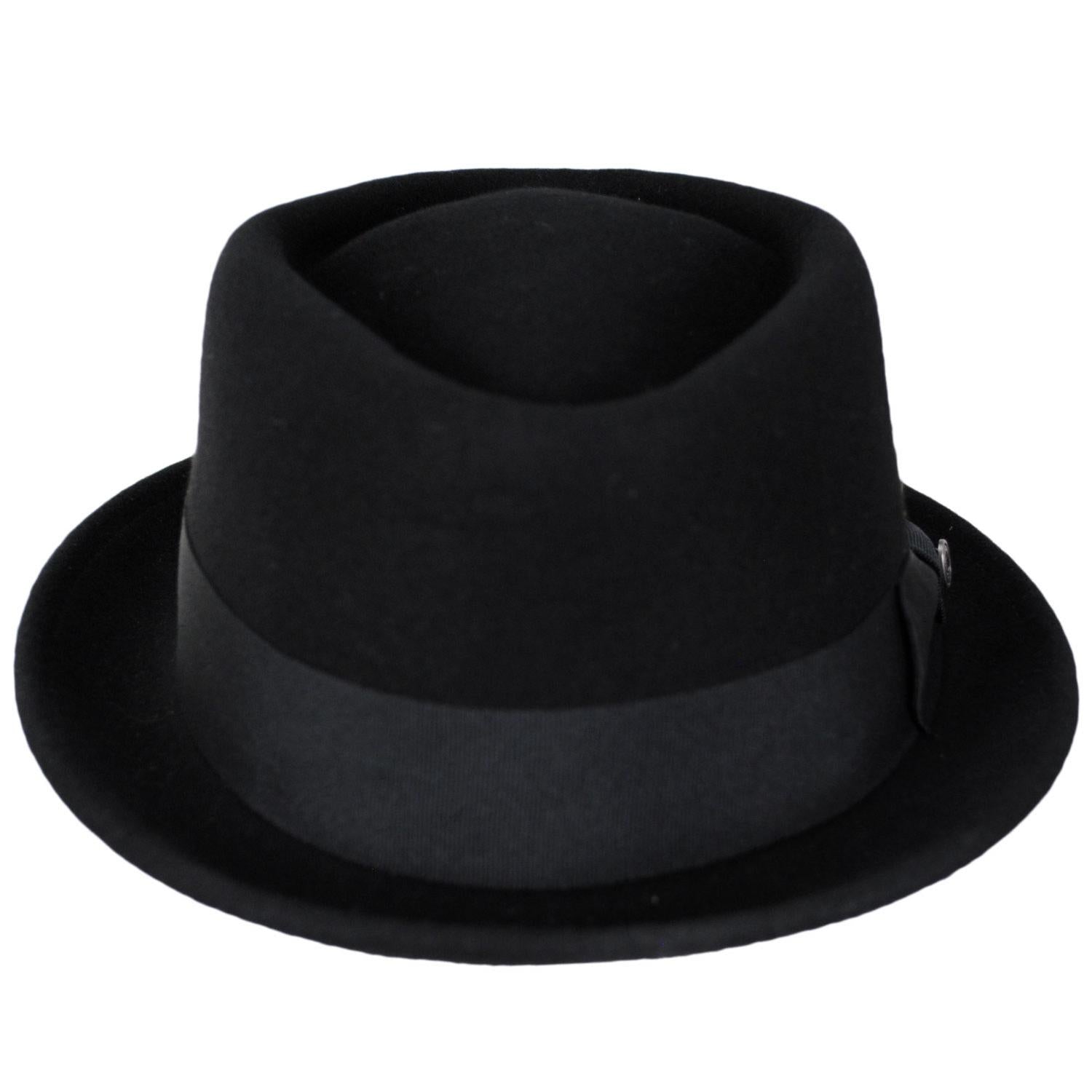 Jaxon Hats | Wool Felt Diamond Crown Fedora Hat | 135066 | front | BLACK