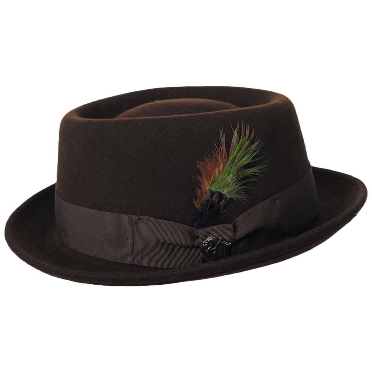 Bigalli | Stingy Brim Wool Felt Pork Pie Hat | 131413 | profile | CHOCOLATE
