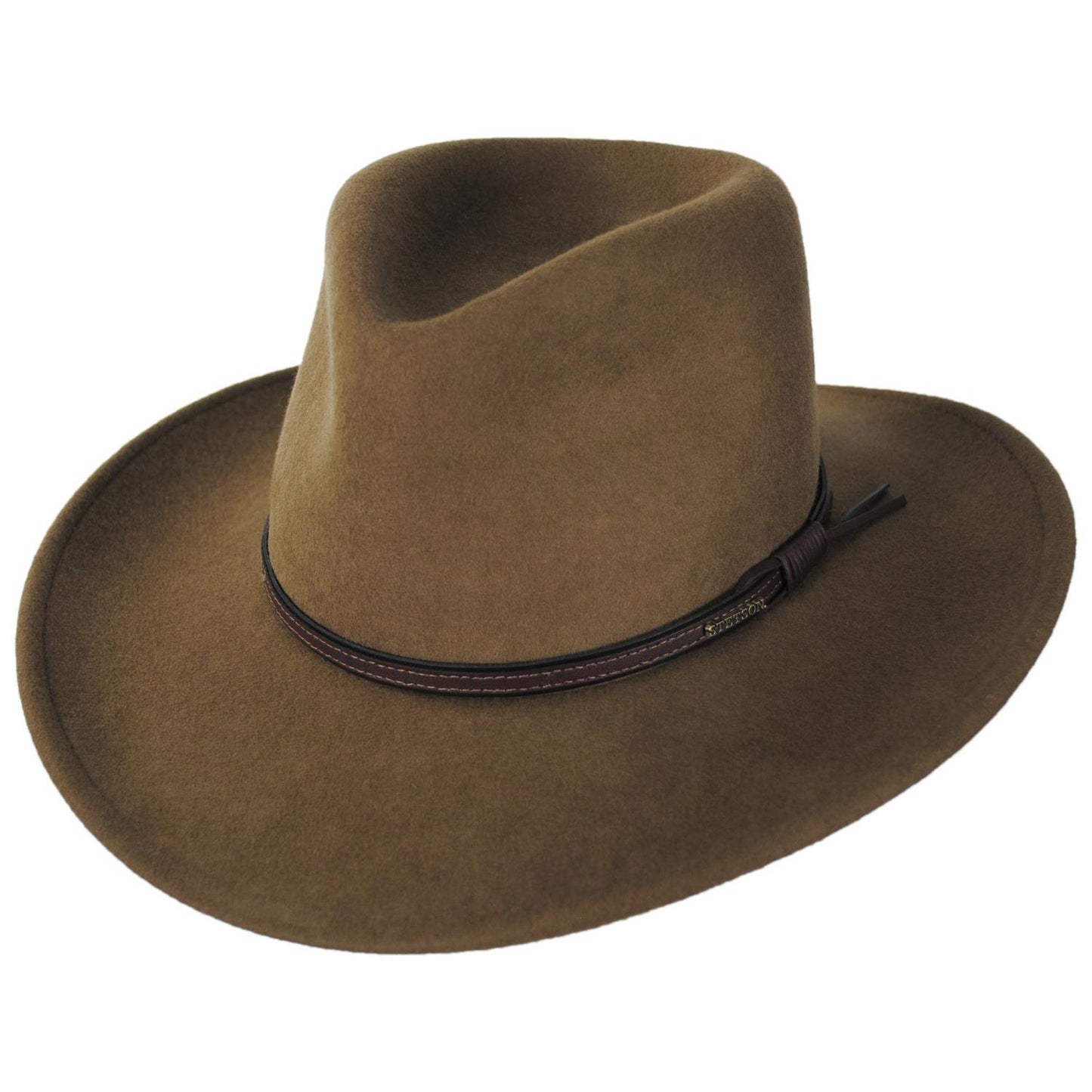 Stetson | Bozeman Crushable Wool Felt Outback Hat | 130692 | lead | LIGHT BROWN