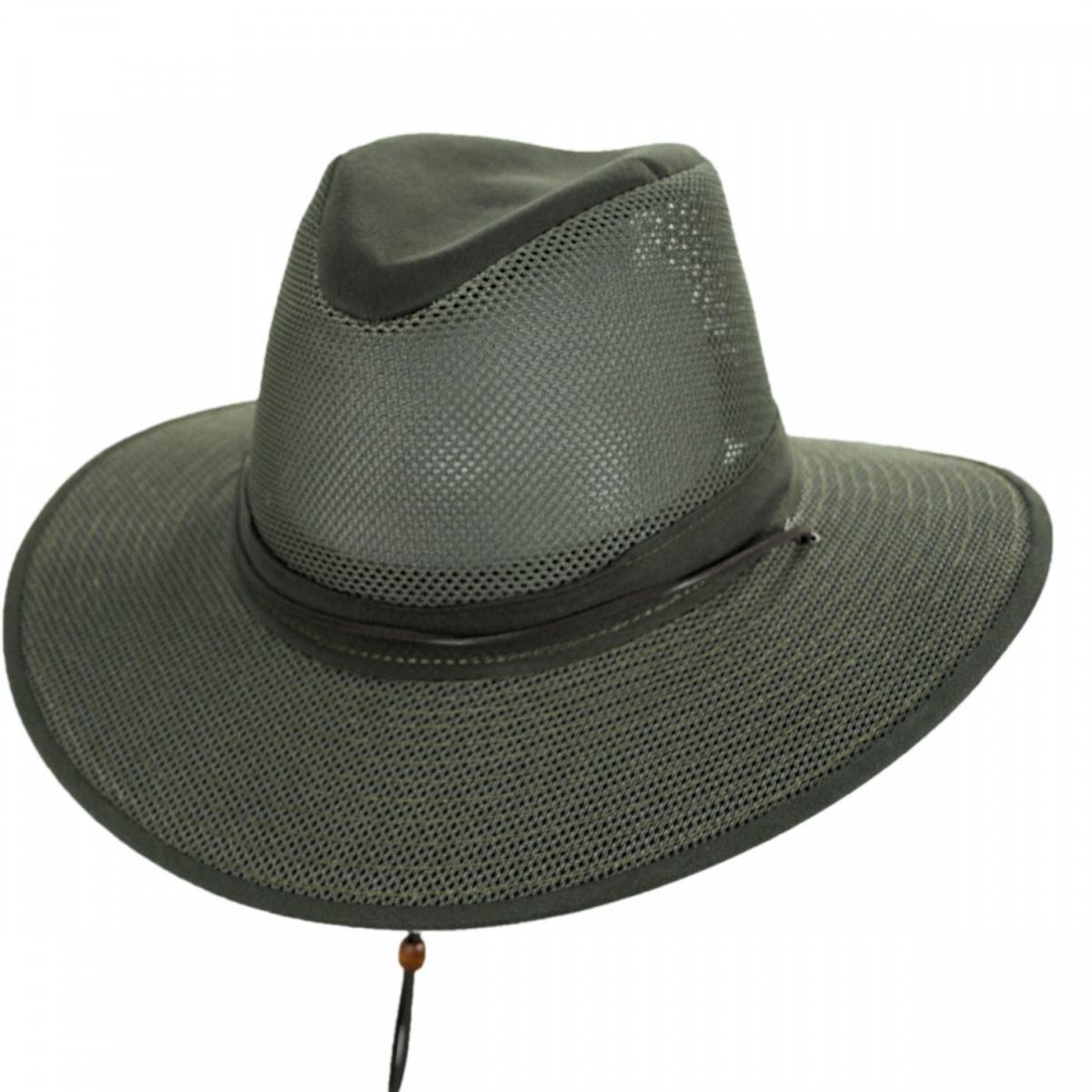 Henschel | Mesh Aussie Grande 3.5 Inch Brim Hat | 140343 | lead | OLIVE