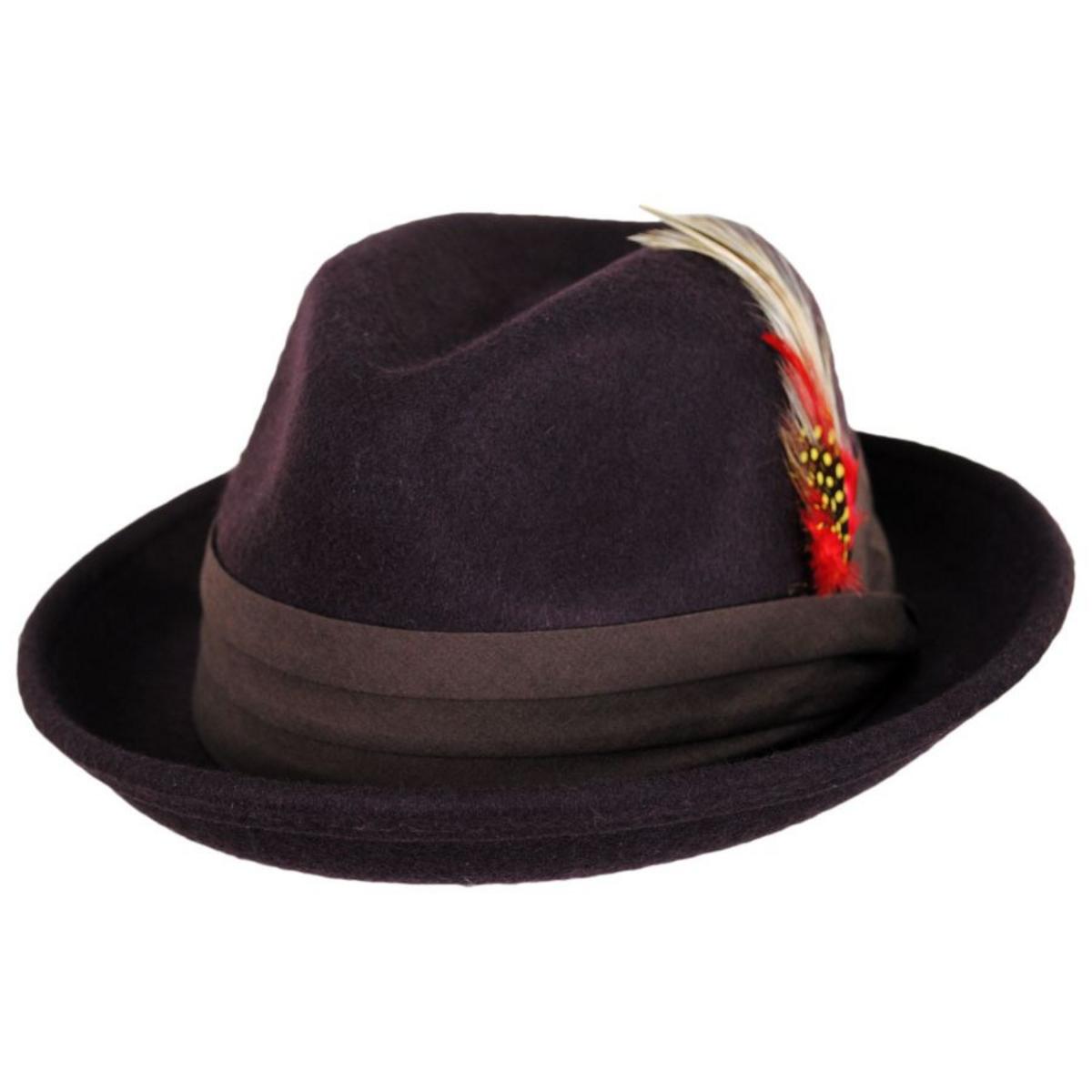 Capas Headwear | Kid's Blues Crushable Wool Felt Trilby Fedora Hat | 507403 | lead | BROWN