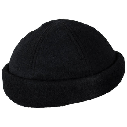 Dorfman Pacific | Melton Wool Blend Skull Cap Beanie Hat | 500048 | profile | BLACK