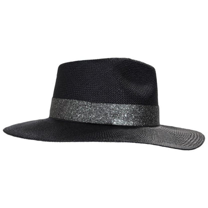 Bigalli | Onyx Panama Straw Fedora Hat | 104711 | profile | BLACK