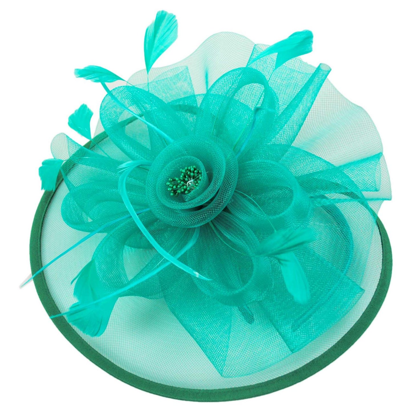 Sophia | Floral Mesh and Ribbon Fascinator Hat | 122905 | lead | TEAL