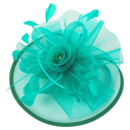 Sophia | Floral Mesh and Ribbon Fascinator Hat | 122905 | lead | TEAL