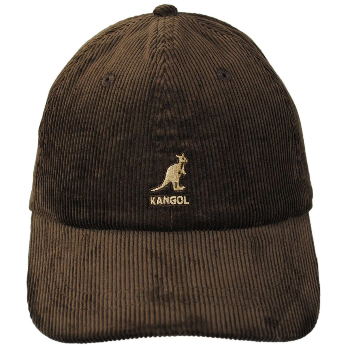 Kangol | Logo Corduroy Strapback Baseball Cap Dad Hat | 201182 | front | BROWN