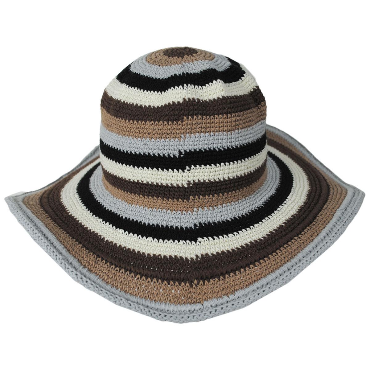 San Diego Hat Company | Java Striped Cotton Crochet Sun Hat | 108935 | front | BLUE STRIPE