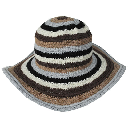 San Diego Hat Company | Java Striped Cotton Crochet Sun Hat | 108935 | front | BLUE STRIPE