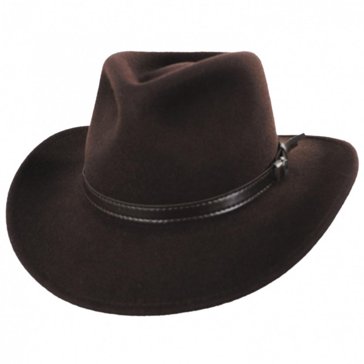 Jaxon Hats | Crushable Wool Felt Outback Hat | 135002 | lead | BROWN