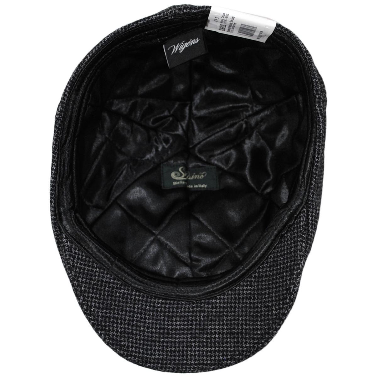 Wigens Caps | Houndstooth Wool/Cotton Pub Cap | 161970 | under | DARK GREY