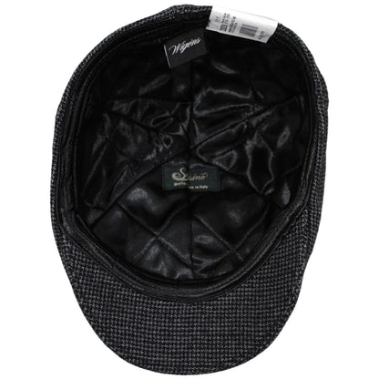 Wigens Caps | Houndstooth Wool/Cotton Pub Cap | 161970 | under | DARK GREY