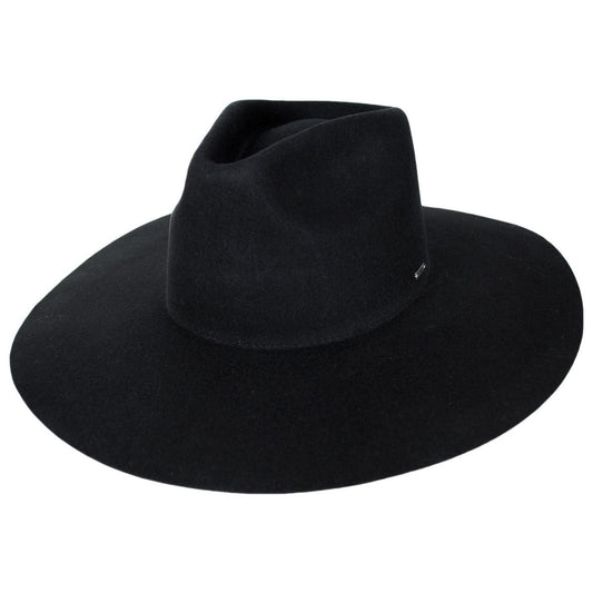BRIXTON HATS | Primrose Wool Felt Wide Brim Fedora Hat | 123908 | lead | BLACK