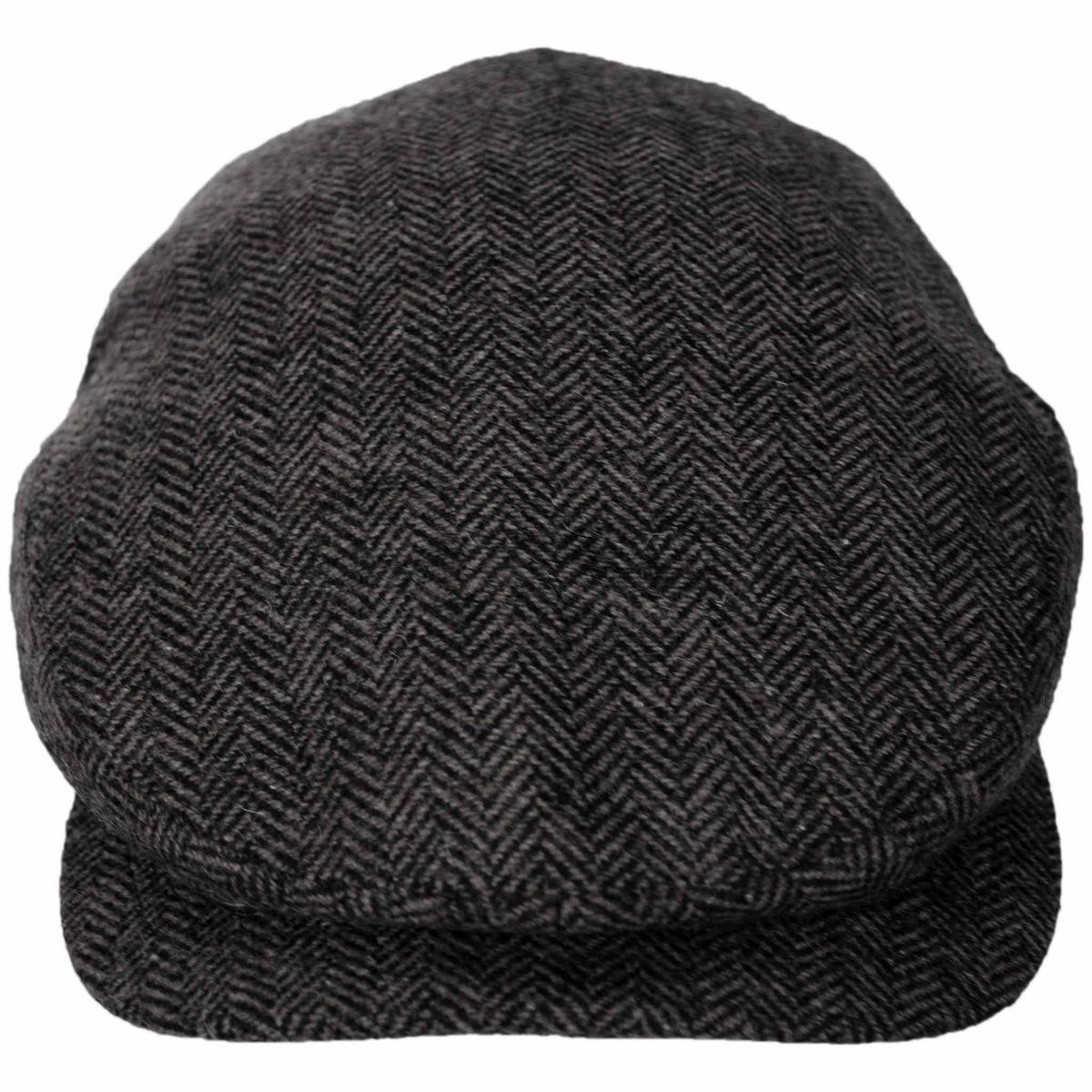 Jaxon Hats | Square Bill Herringbone Wool Ivy Cap | 167755 | front | CHARCOAL