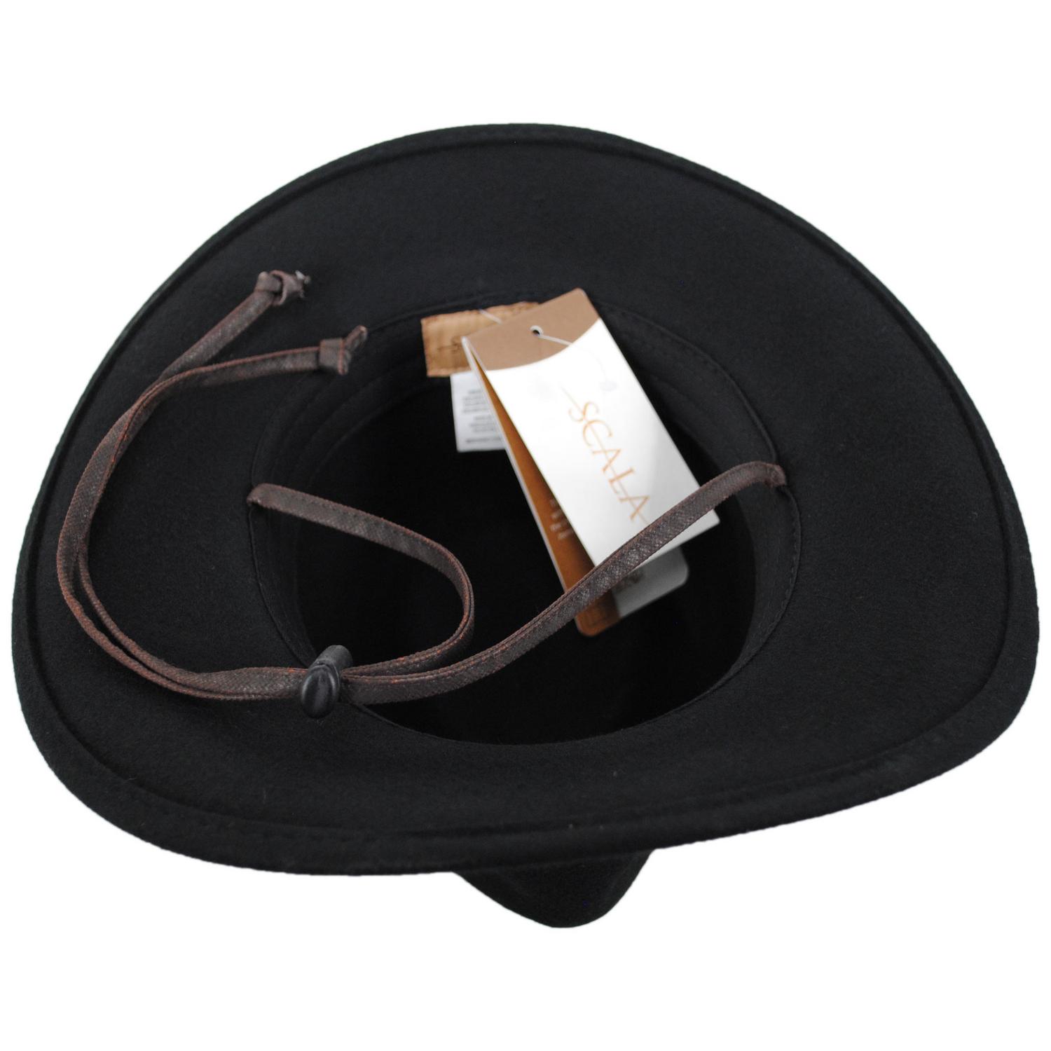 Scala | Sutherland Wool Felt Outback Hat | 130448 | under | BLACK