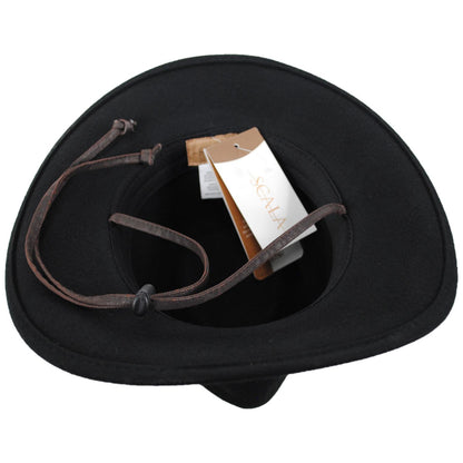 Scala | Sutherland Wool Felt Outback Hat | 130448 | under | BLACK