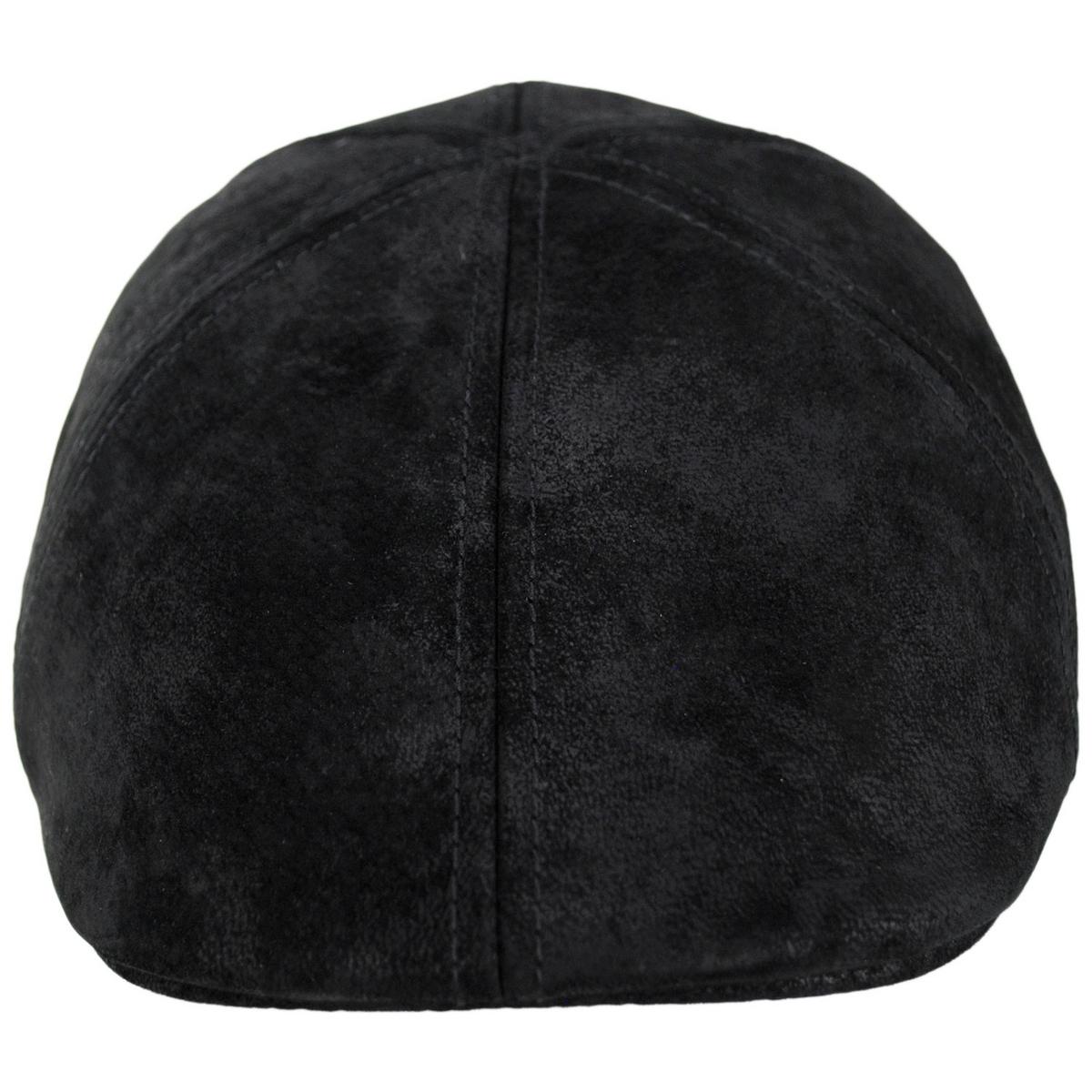 Stetson | Distressed Pigskin Leather Pub Ivy Cap | 160196 | front | BLACK