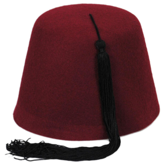 Village Hat Shop | Wholesale Wool Fez with Black Tassel - Maroon B2B-Pre-Pack