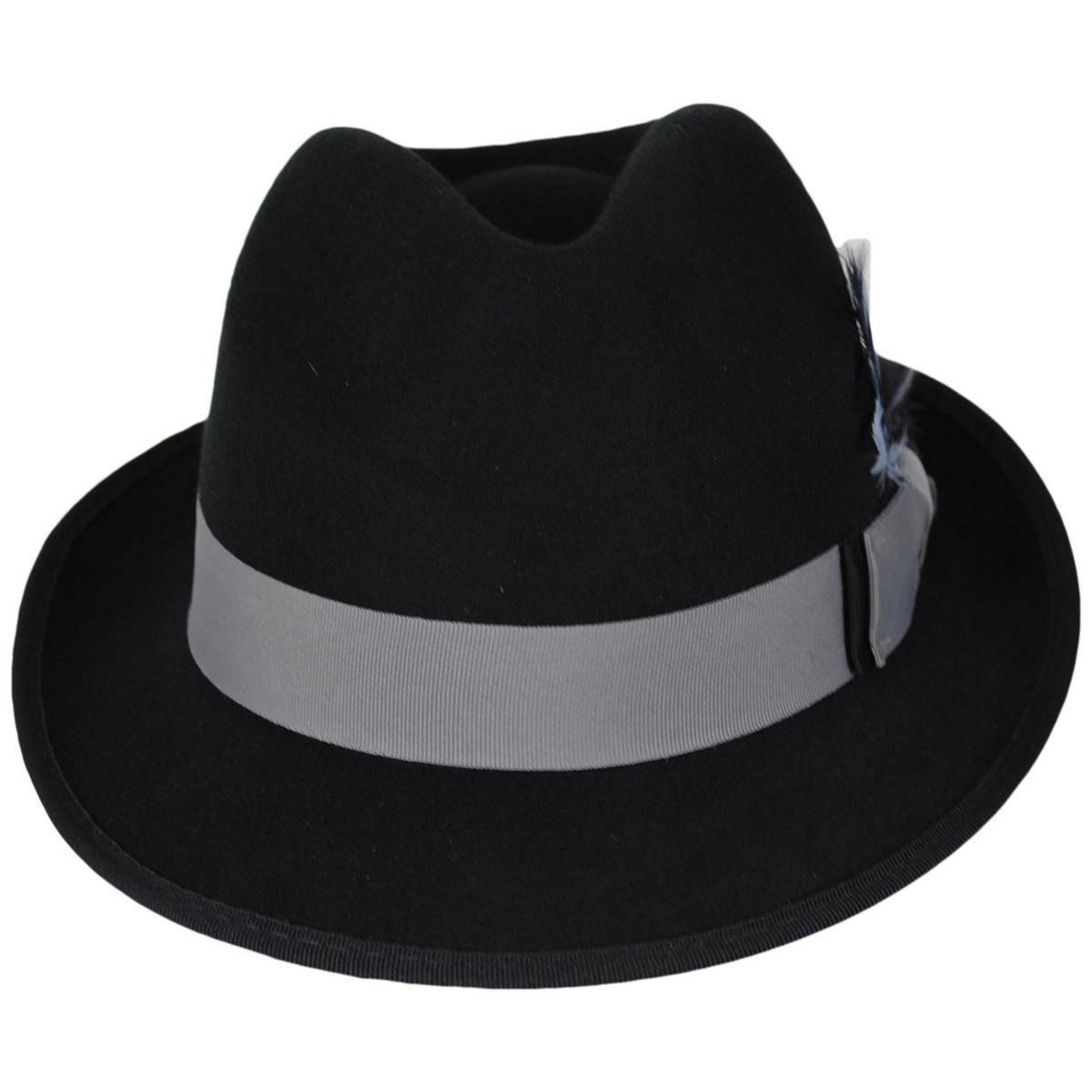 Scala | Wallen Crushable Wool Felt Fedora Hat | 130555 | front | BLACK