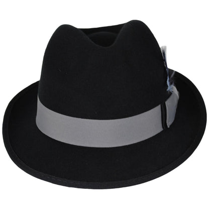 Scala | Wallen Crushable Wool Felt Fedora Hat | 130555 | front | BLACK