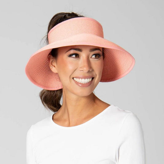 San Diego Hat Company | Roll Up Toyo Straw Visor | 197300 | lsfone | CORAL