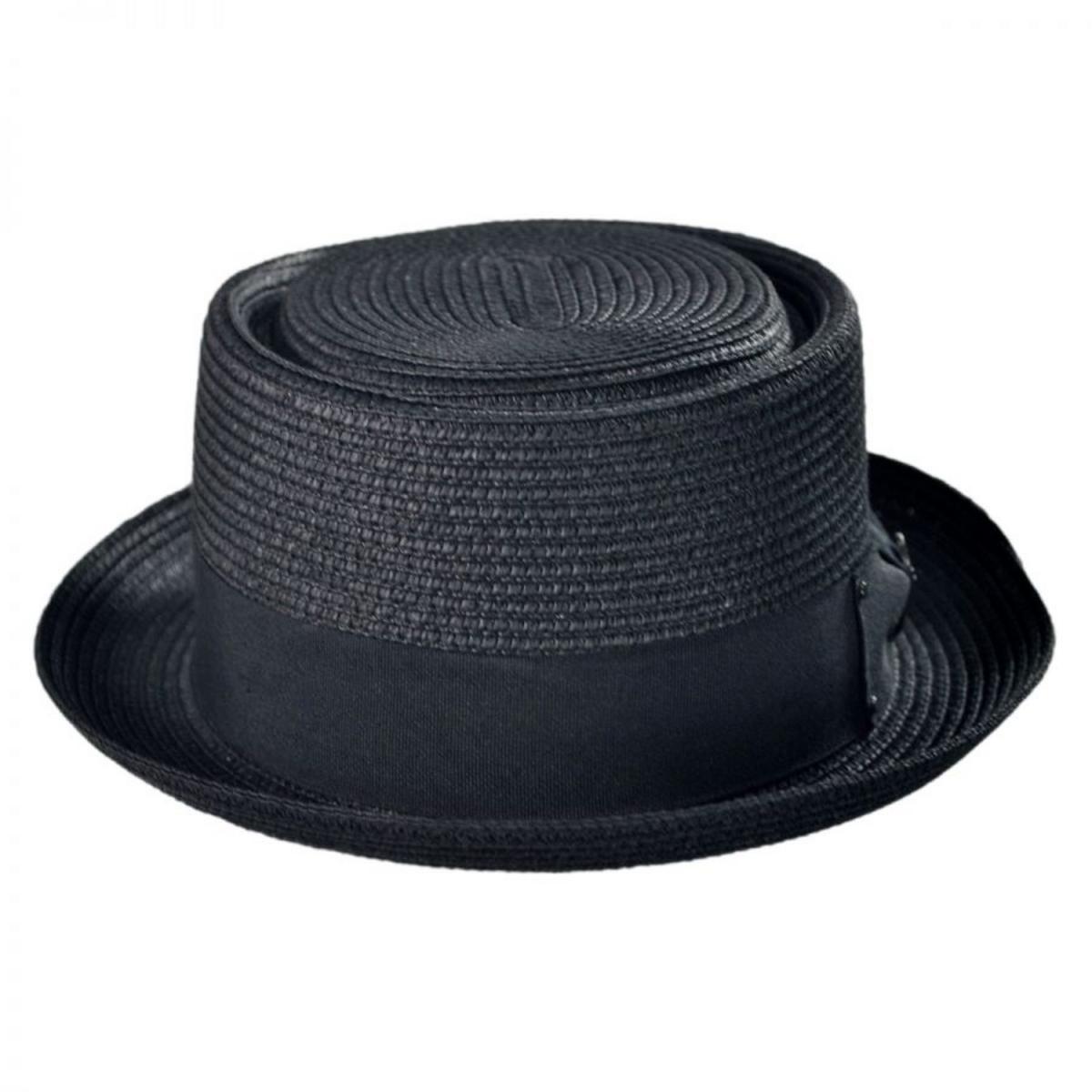 Jaxon Hats | Toyo Straw Braid Pork Pie Hat | 128501 | front | BLACK