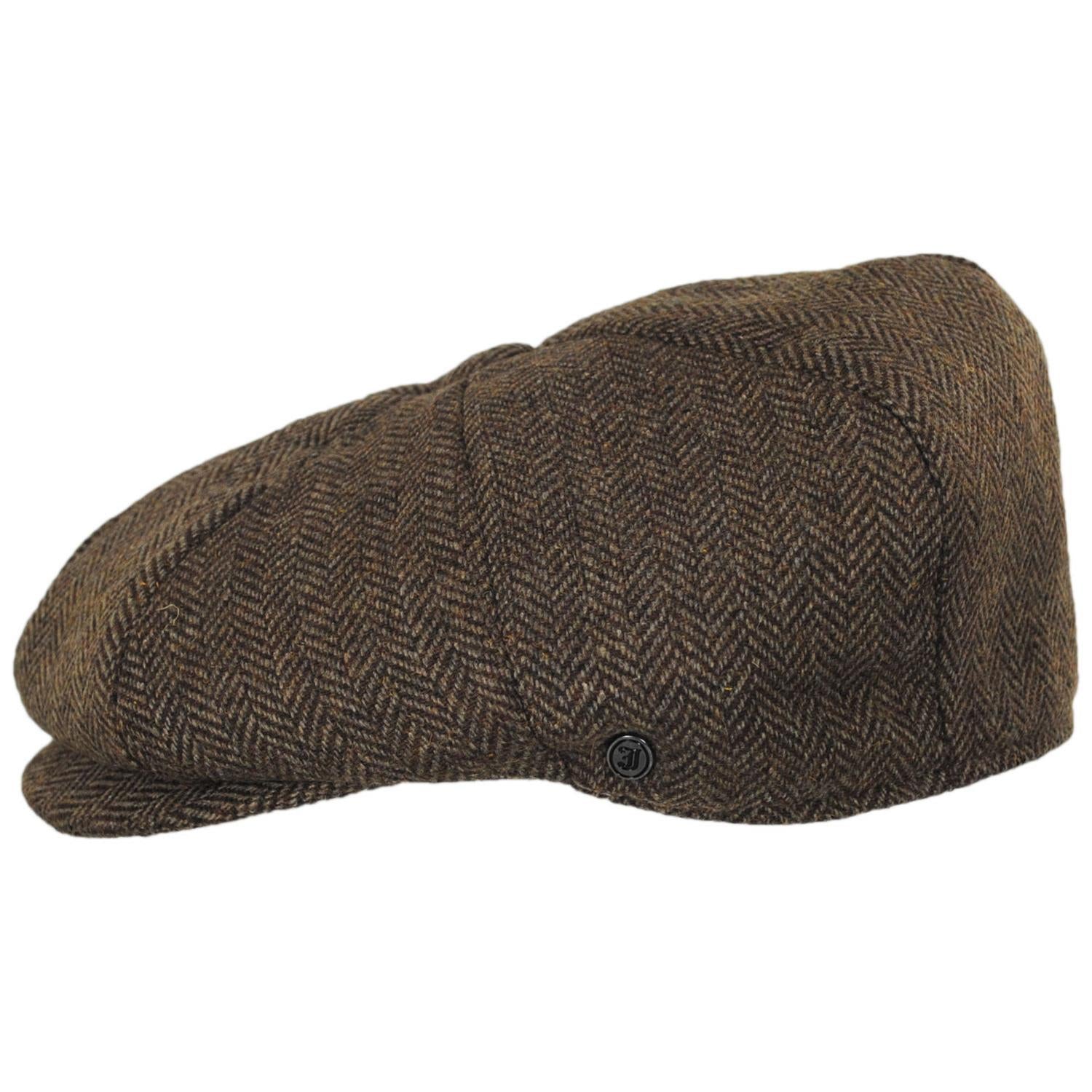 Jaxon Hats | Bird Rock Herringbone Wool Blend Newsboy Cap | 167572 | profile | MOCHA