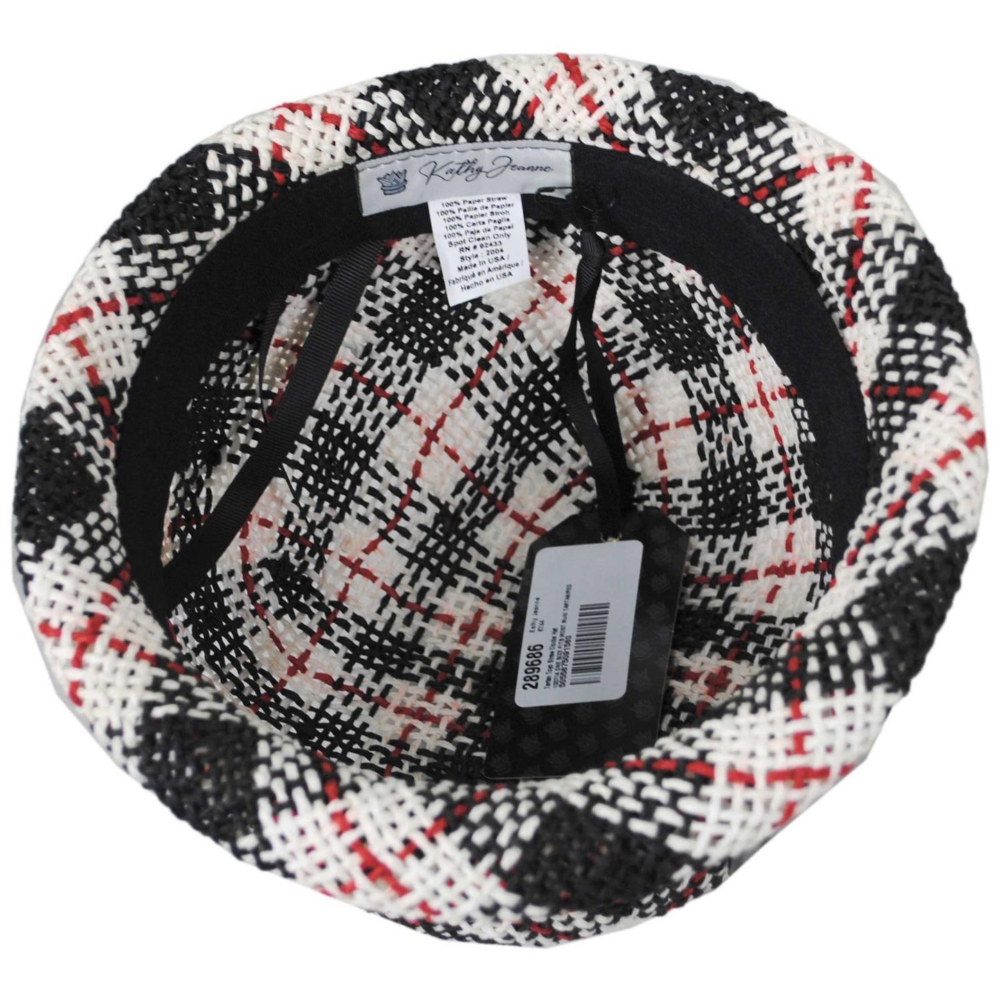 Kathy Jeanne | Tartan Toyo Straw Cloche Hat | 100714 | under | TARTAN/RED